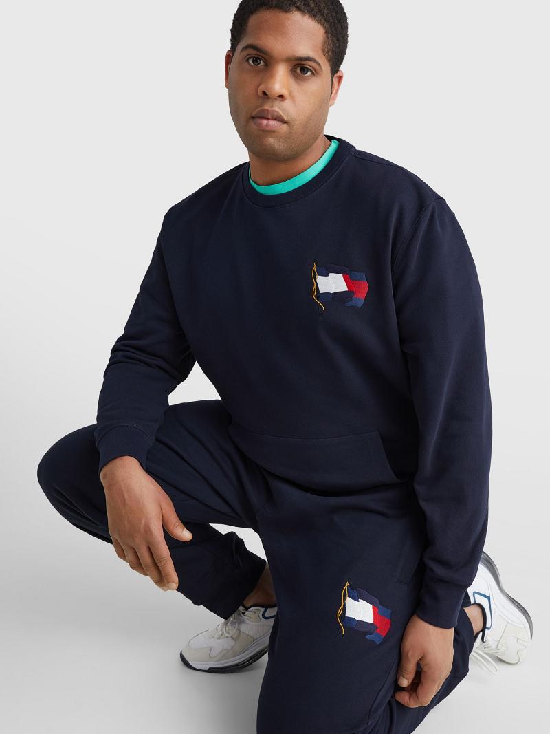 Férfi Tommy Hilfiger Big and tall wavy flag Melegítő Nadrág Sötétkék | HU 925BEX